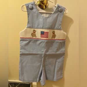 Patriotic puppy smocked Jon Jon